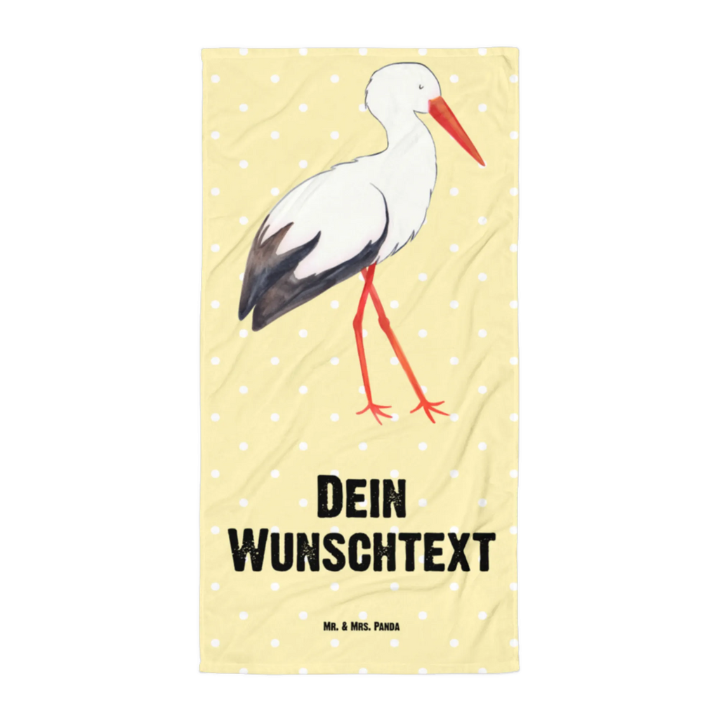 Handtuch mit Namen Storch Personalisiertes Badehandtuch, Handtuch personalisiert, Handtuch mit Namen, Badetuch personalisiert, Handtuch bedrucken, Saunatuch mit Namen, Handtuch Geschenk, Tiermotive, Gute Laune, lustige Sprüche, Tiere, Storch, Störche, Schwangerschaft, Geburt, Mutter, Mütter, Mutter werden, Schwanger, Babybauch, Baby