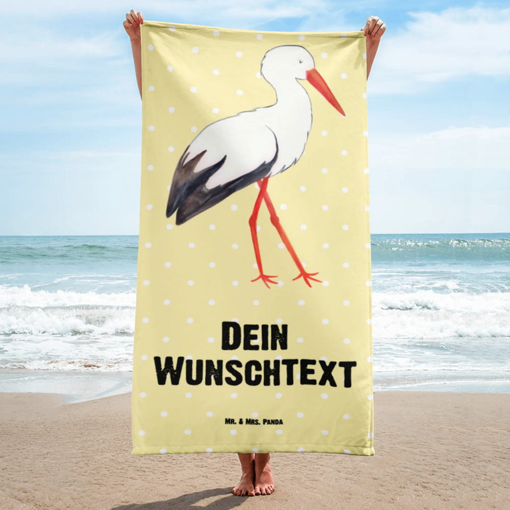 Handtuch mit Namen Storch Personalisiertes Badehandtuch, Handtuch personalisiert, Handtuch mit Namen, Badetuch personalisiert, Handtuch bedrucken, Saunatuch mit Namen, Handtuch Geschenk, Tiermotive, Gute Laune, lustige Sprüche, Tiere, Storch, Störche, Schwangerschaft, Geburt, Mutter, Mütter, Mutter werden, Schwanger, Babybauch, Baby