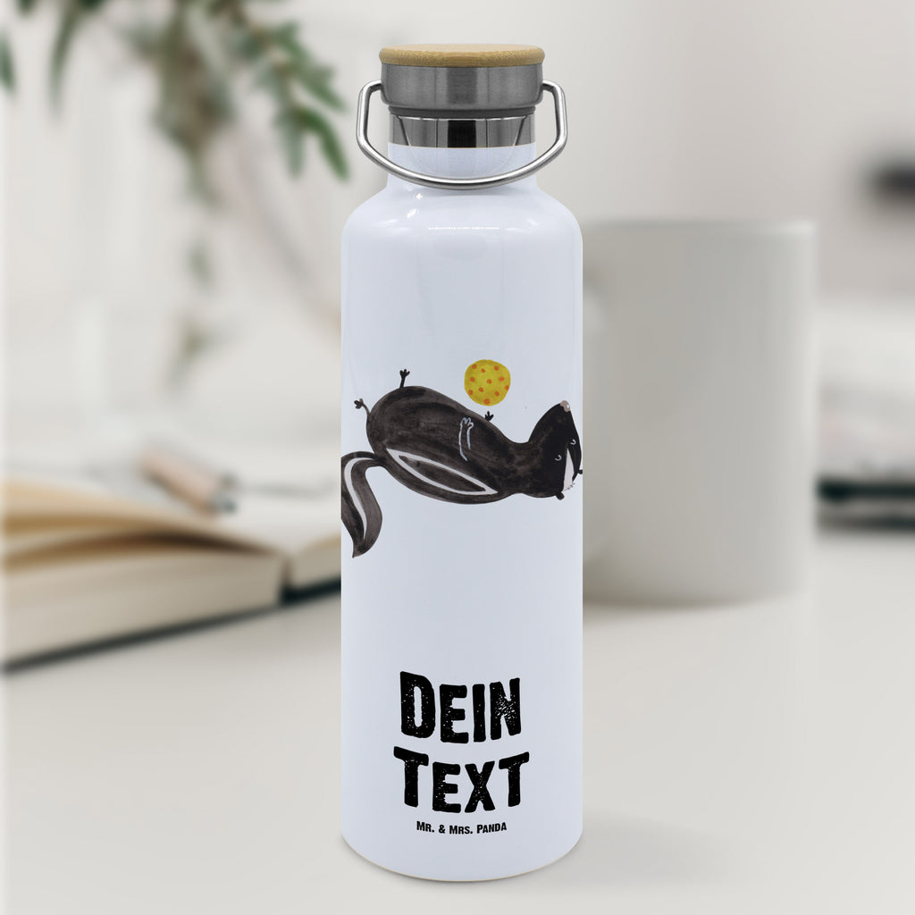 Personalisierte Trinkflasche Stinktier Ball Personalisierte Trinkflasche, Trinkflasche mit Namen, Trinkflasche bedrucken, Flasche personalisiert, Trinkflasch mit Aufdruck, Trinkflasche Werbegeschenk, Namensaufdruck Trinkflasche, Sportflasche personalisiert, Trinkflasche Sport, Stinktier, Skunk, Wildtier, Raubtier, Stinker, Stinki, verspielt, Weisheit