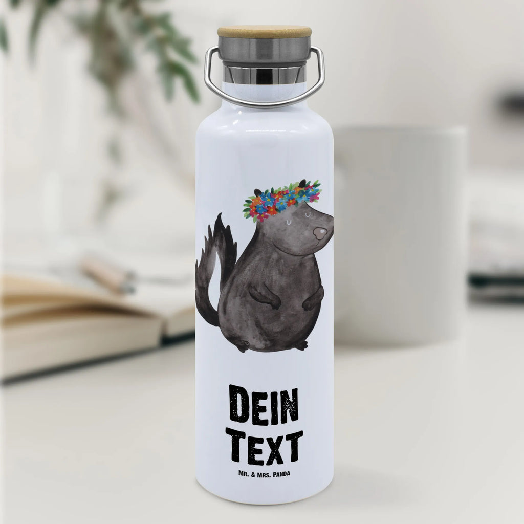 Personalisierte Trinkflasche Stinktier Blumenmaedchen Personalisierte Trinkflasche, Trinkflasche mit Namen, Trinkflasche bedrucken, Flasche personalisiert, Trinkflasch mit Aufdruck, Trinkflasche Werbegeschenk, Namensaufdruck Trinkflasche, Sportflasche personalisiert, Trinkflasche Sport, Stinktier, Skunk, Wildtier, Raubtier, Stinker, Stinki, Yoga, Namaste