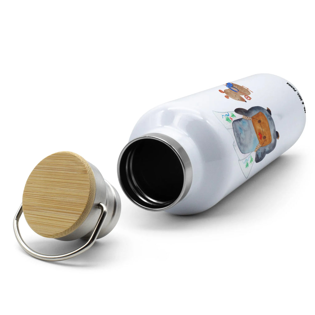 Trinkflasche Pinguin & Maus Wanderer Thermosflasche, Isolierflasche, Edelstahl, Trinkflasche, isoliert, Wamrhaltefunktion, Sportflasche, Flasche zum Sport, Sportlerflasche, Pinguin, Pinguine, Abenteurer, Abenteuer, Roadtrip, Ausflug, Wanderlust, wandern