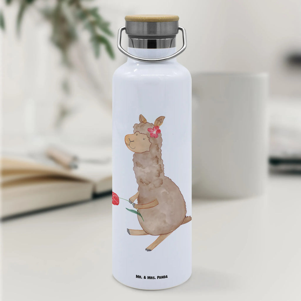 Trinkflasche Alpaka Blume Thermosflasche, Isolierflasche, Edelstahl, Trinkflasche, isoliert, Wamrhaltefunktion, Sportflasche, Flasche zum Sport, Sportlerflasche, Alpaka, Lama, Blume, Lamas, Alpaka Zitat, Alpaka Spruch, Alpaka Dekor, Alpaka Geschenk, Alpaka Dekoration, Alpaka Witz, Motiv Alpaka