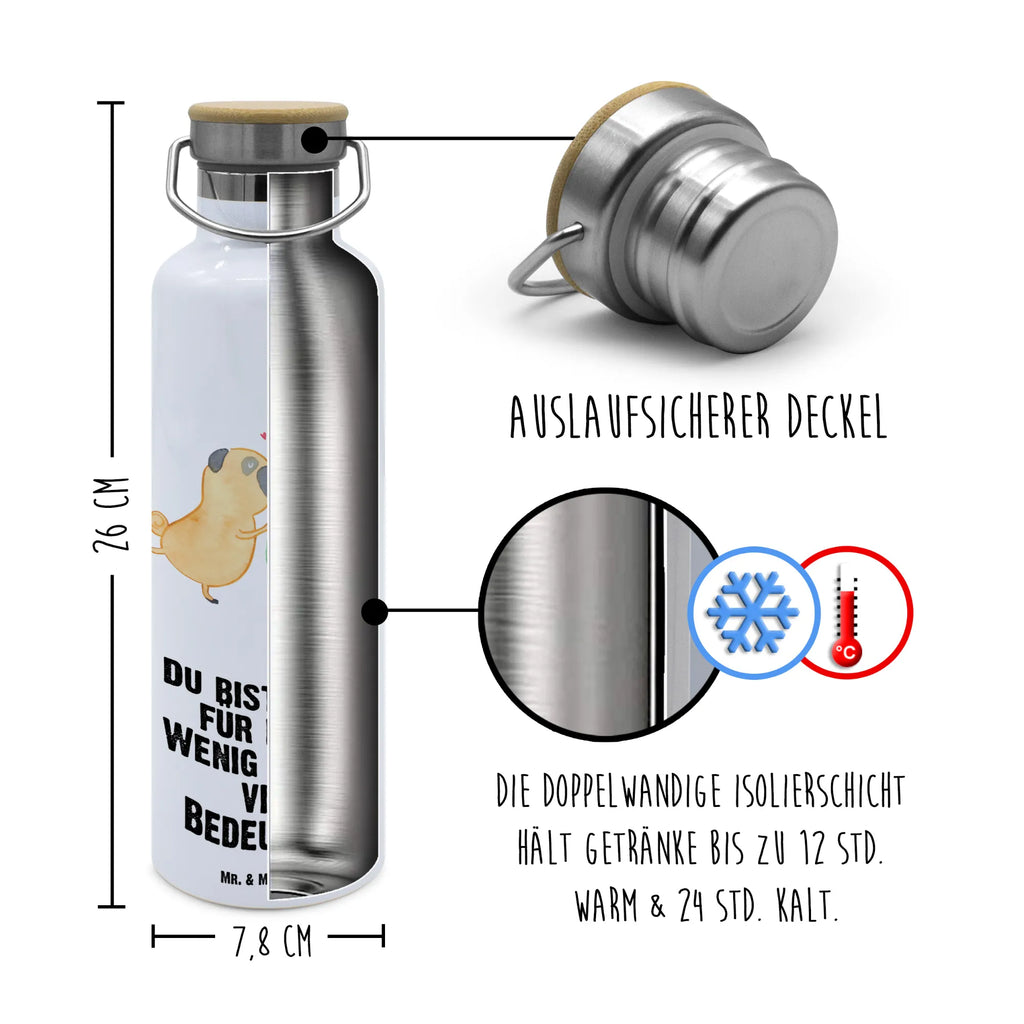 Trinkflasche Mops Verliebt Thermosflasche, Isolierflasche, Edelstahl, Trinkflasche, isoliert, Wamrhaltefunktion, Sportflasche, Flasche zum Sport, Sportlerflasche, Hund, Hundemotiv, Haustier, Hunderasse, Tierliebhaber, Hundebesitzer, Sprüche, Mops, Möpse, Hundeliebe, verliebt, Liebe, Liebesspruch. Verlobt, Geschenk Freund, Partner