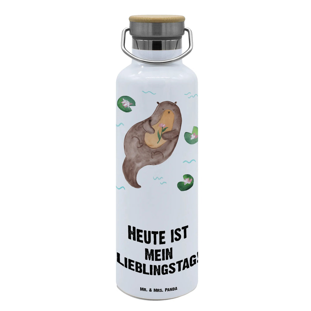 Trinkflasche Otter Seerose Thermosflasche, Isolierflasche, Edelstahl, Trinkflasche, isoliert, Wamrhaltefunktion, Sportflasche, Flasche zum Sport, Sportlerflasche, Otter, Fischotter, Seeotter, Otter Seeotter See Otter