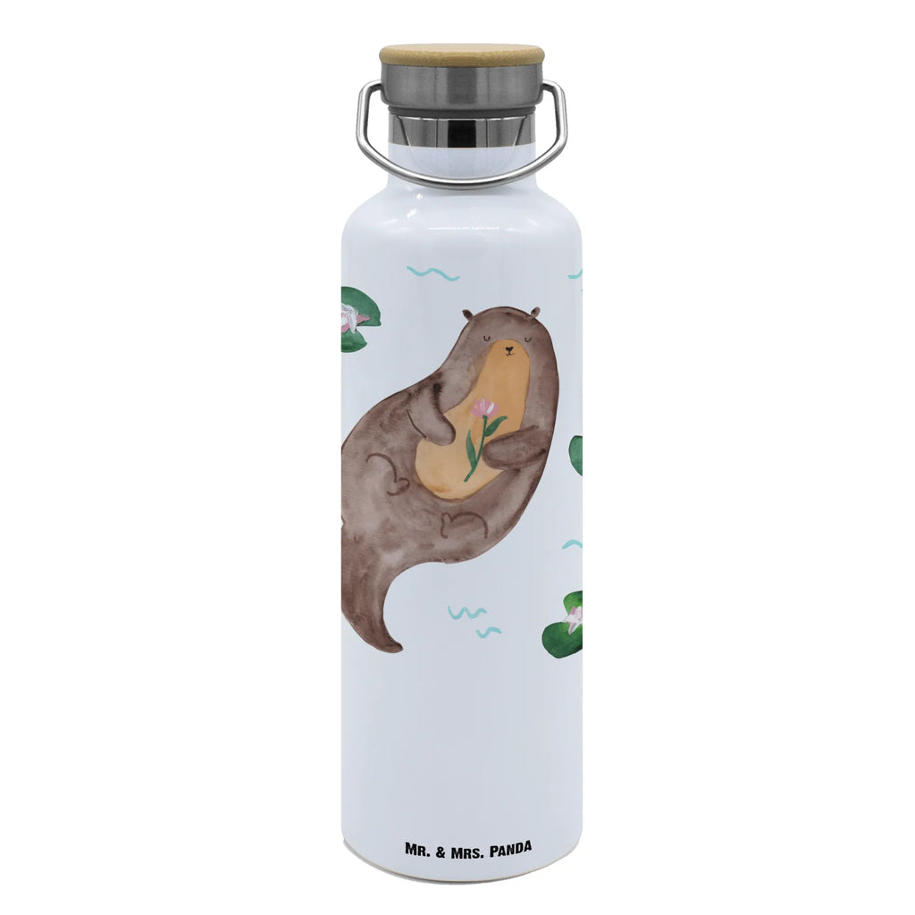 Trinkflasche Otter Seerose Thermosflasche, Isolierflasche, Edelstahl, Trinkflasche, isoliert, Wamrhaltefunktion, Sportflasche, Flasche zum Sport, Sportlerflasche, Otter, Fischotter, Seeotter, Otter Seeotter See Otter