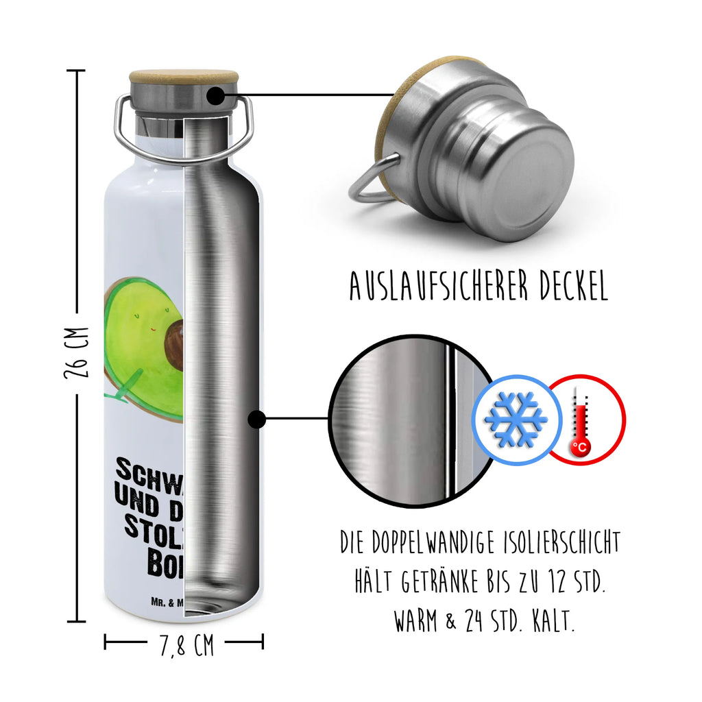 Trinkflasche Avocado Schwangerschaft Thermosflasche, Isolierflasche, Edelstahl, Trinkflasche, isoliert, Wamrhaltefunktion, Sportflasche, Flasche zum Sport, Sportlerflasche, Avocado, Veggie, Vegan, Gesund, schwanger, Schwangerschaft, Babyparty, Babyshower