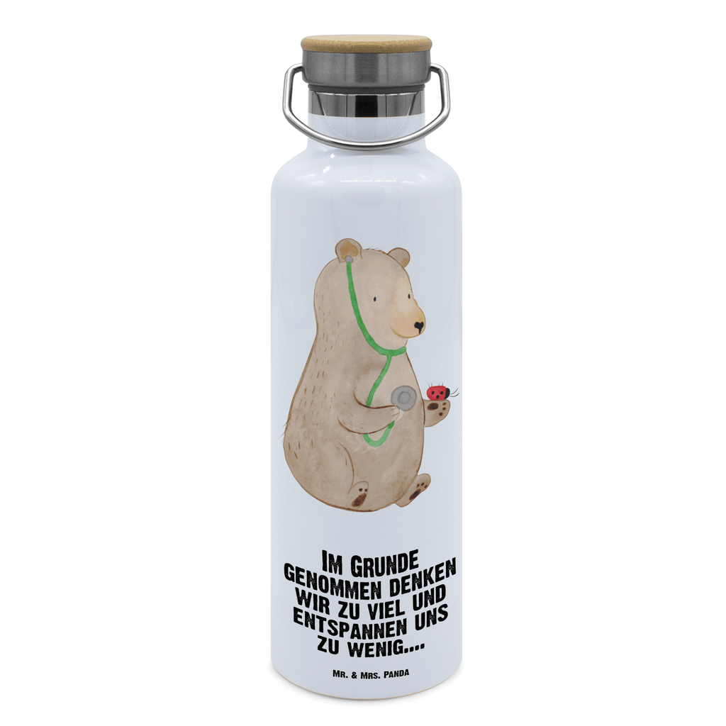 Trinkflasche Bär Arzt Thermosflasche, Isolierflasche, Edelstahl, Trinkflasche, isoliert, Wamrhaltefunktion, Sportflasche, Flasche zum Sport, Sportlerflasche, Bär, Teddy, Teddybär, Arzt, Ärztin, Doktor, Professor, Doktorin, Professorin