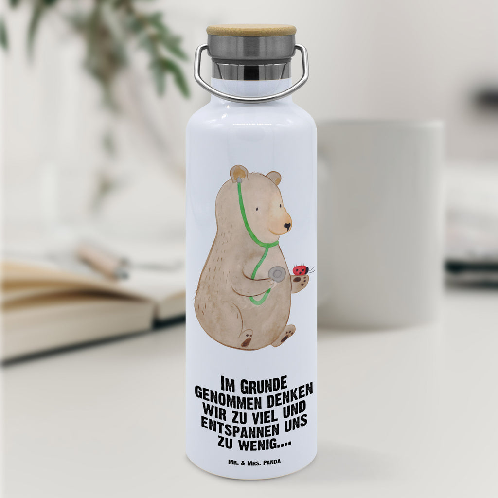 Trinkflasche Bär Arzt Thermosflasche, Isolierflasche, Edelstahl, Trinkflasche, isoliert, Wamrhaltefunktion, Sportflasche, Flasche zum Sport, Sportlerflasche, Bär, Teddy, Teddybär, Arzt, Ärztin, Doktor, Professor, Doktorin, Professorin