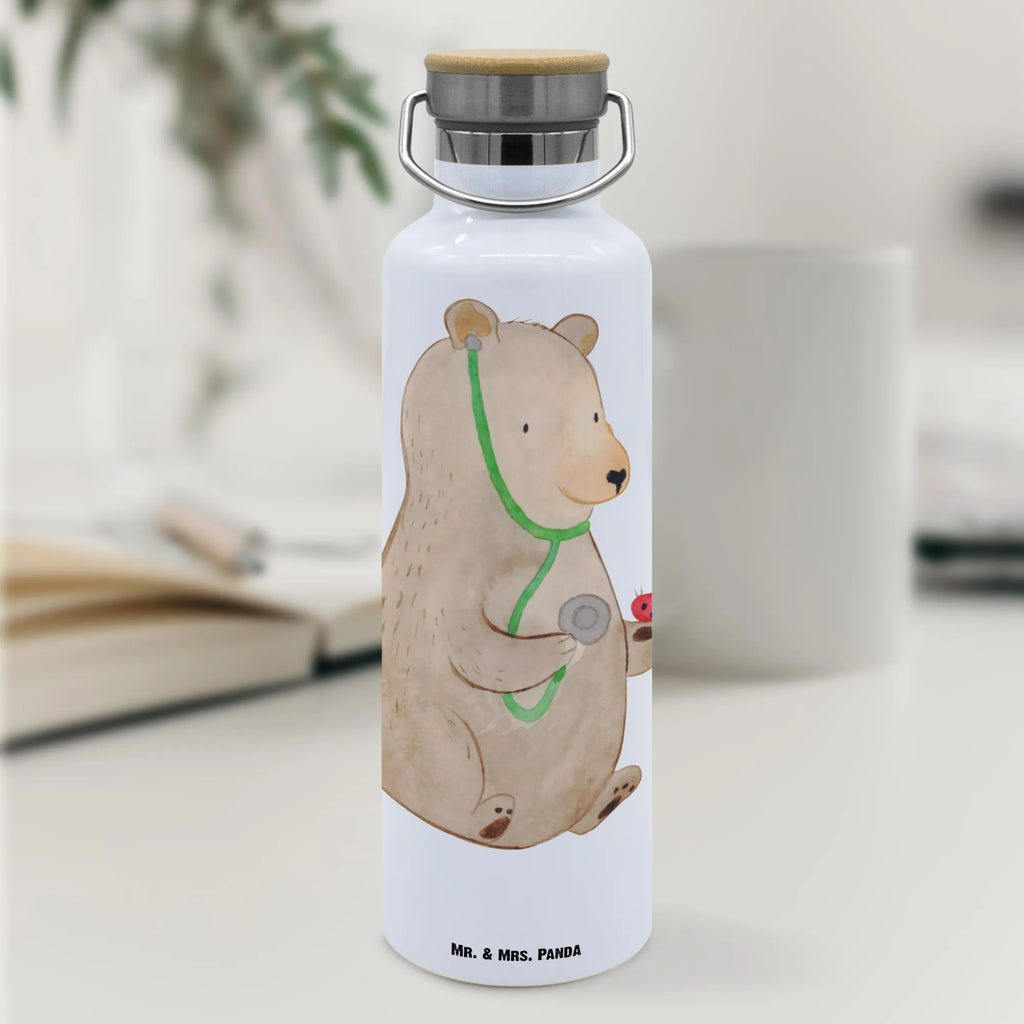 Trinkflasche Bär Arzt Thermosflasche, Isolierflasche, Edelstahl, Trinkflasche, isoliert, Wamrhaltefunktion, Sportflasche, Flasche zum Sport, Sportlerflasche, Bär, Teddy, Teddybär, Arzt, Ärztin, Doktor, Professor, Doktorin, Professorin