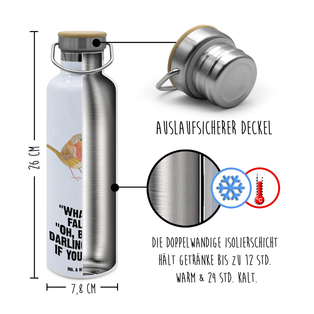 Trinkflasche Rotkehlchen Federn Thermosflasche, Isolierflasche, Edelstahl, Trinkflasche, isoliert, Wamrhaltefunktion, Sportflasche, Flasche zum Sport, Sportlerflasche, Tiermotive, Gute Laune, lustige Sprüche, Tiere, What if i fall, Rotkehlchen, Spruch Motivation, Spruch Mut, Vogel, Motivation Sprüche, Motivationsbilder, fliegen