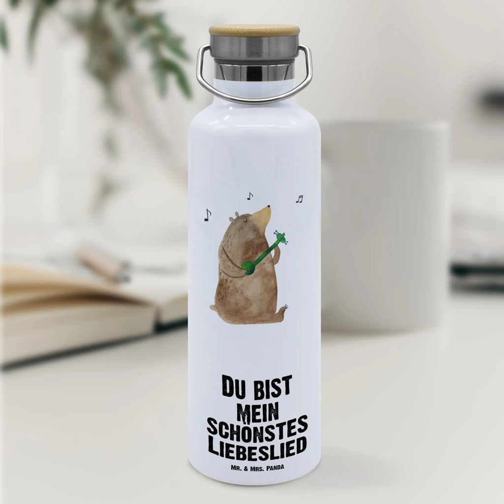 Trinkflasche Bär Lied Thermosflasche, Isolierflasche, Edelstahl, Trinkflasche, isoliert, Wamrhaltefunktion, Sportflasche, Flasche zum Sport, Sportlerflasche, Bär, Teddy, Teddybär, Bärchen, Bear, Liebeslied, Lied, Song, Valentinstag, Valentine, Geschenk, Partner, Liebe, Freundin, Frau, Herz, Spruch