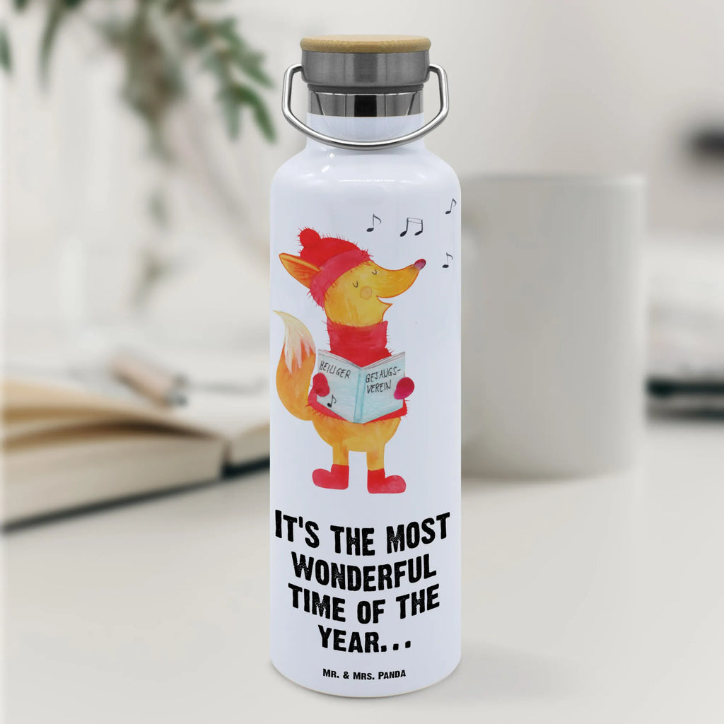 Trinkflasche Fuchs Sänger Thermosflasche, Isolierflasche, Edelstahl, Trinkflasche, isoliert, Wamrhaltefunktion, Sportflasche, Flasche zum Sport, Sportlerflasche, Winter, Weihnachten, Weihnachtsdeko, Nikolaus, Advent, Heiligabend, Wintermotiv, Fuchs, Füchse, Sänger, Geschenk Sänger, Singen, Weihnachtslieder