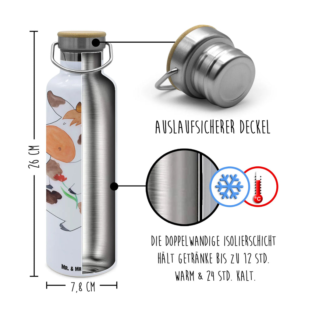 Trinkflasche Kuh Thermosflasche, Isolierflasche, Edelstahl, Trinkflasche, isoliert, Wamrhaltefunktion, Sportflasche, Flasche zum Sport, Sportlerflasche, Bauernhof, Hoftiere, Landwirt, Landwirtin, Kuh, Kühe, Träume, Flausen, Spruch, Magie, Motivtion, Hof, Milch, Milchkuh