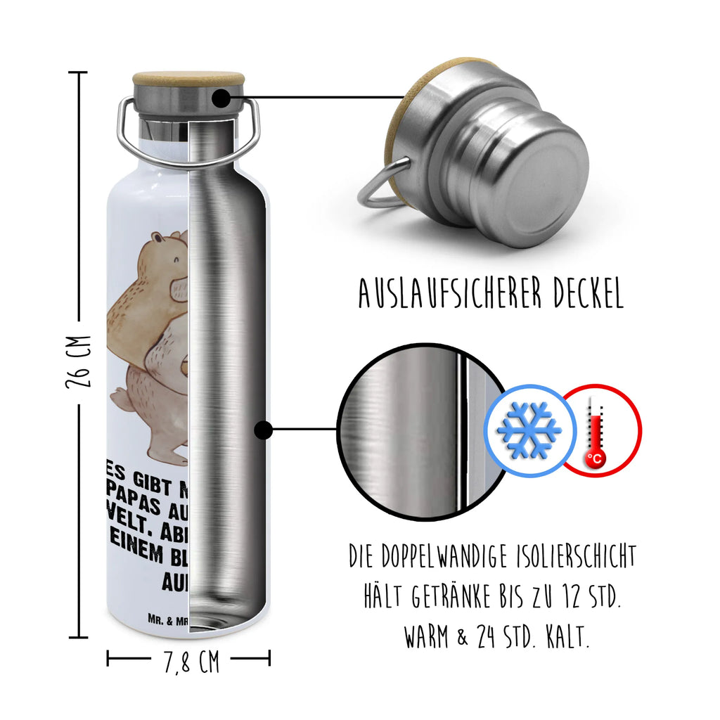 Trinkflasche Papa Bär Thermosflasche, Isolierflasche, Edelstahl, Trinkflasche, isoliert, Wamrhaltefunktion, Sportflasche, Flasche zum Sport, Sportlerflasche, Familie, Vatertag, Muttertag, Bruder, Schwester, Mama, Papa, Oma, Opa, Geschenk, Vater, Papi, Vati, Onkel, Geburtstag