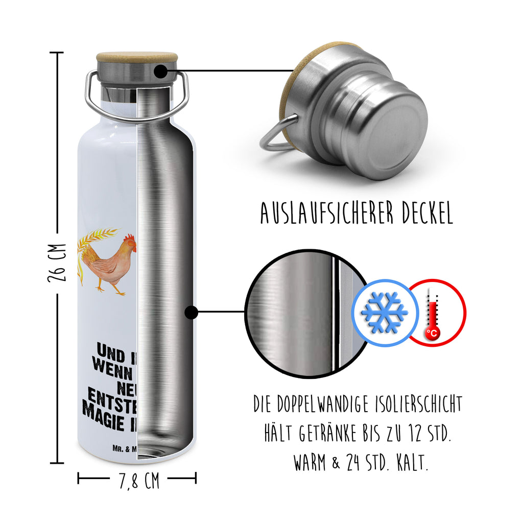 Trinkflasche Huhn Stolz Thermosflasche, Isolierflasche, Edelstahl, Trinkflasche, isoliert, Wamrhaltefunktion, Sportflasche, Flasche zum Sport, Sportlerflasche, Bauernhof, Hoftiere, Landwirt, Landwirtin, Hahn, Henne, Hühner, Eier, Hof, Landleben, Motivation, Geburt, Magie, Spruch, Schwangerschaft