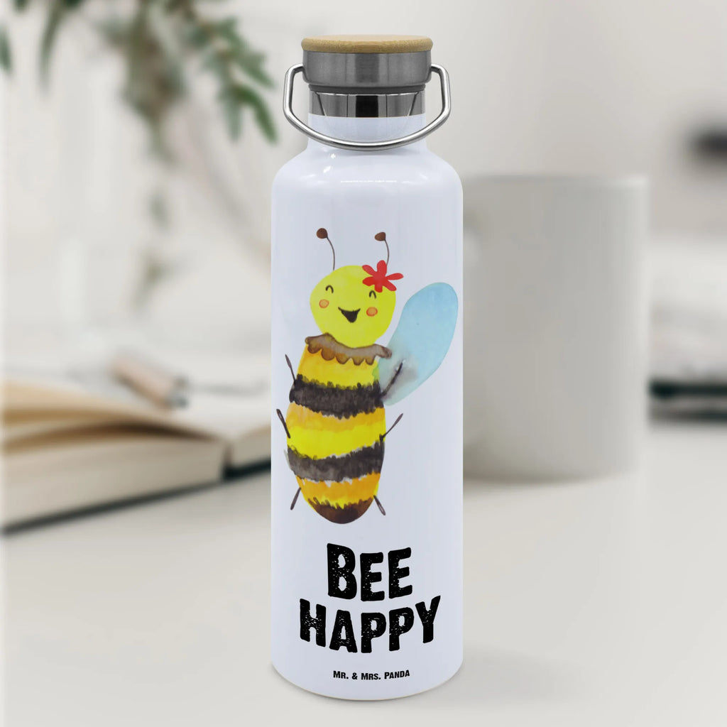 Trinkflasche Biene Happy Thermosflasche, Isolierflasche, Edelstahl, Trinkflasche, isoliert, Wamrhaltefunktion, Sportflasche, Flasche zum Sport, Sportlerflasche, Biene, Wespe, Hummel