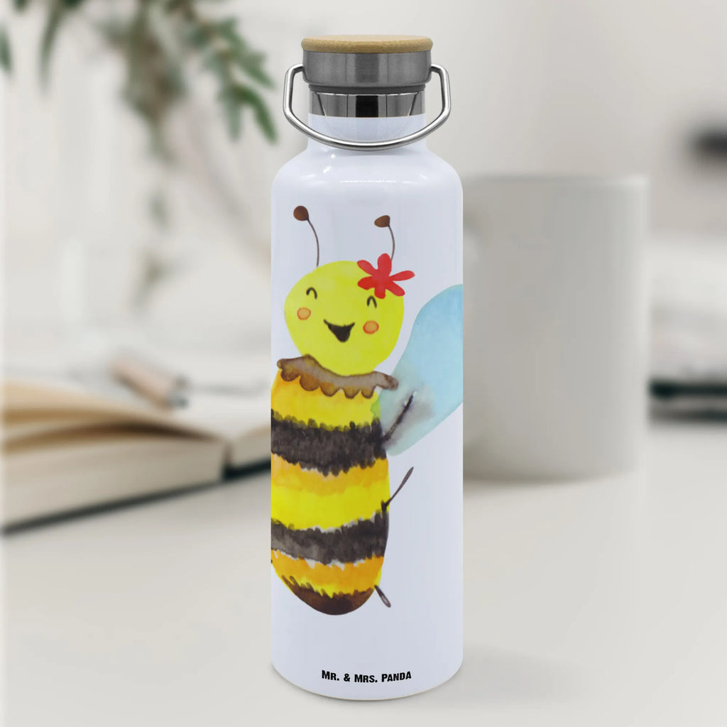 Trinkflasche Biene Happy Thermosflasche, Isolierflasche, Edelstahl, Trinkflasche, isoliert, Wamrhaltefunktion, Sportflasche, Flasche zum Sport, Sportlerflasche, Biene, Wespe, Hummel