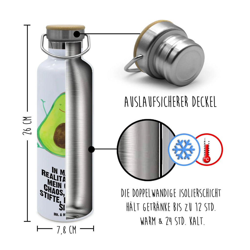 Trinkflasche Avocado Glücklich Thermosflasche, Isolierflasche, Edelstahl, Trinkflasche, isoliert, Wamrhaltefunktion, Sportflasche, Flasche zum Sport, Sportlerflasche, Avocado, Veggie, Vegan, Gesund, Chaos