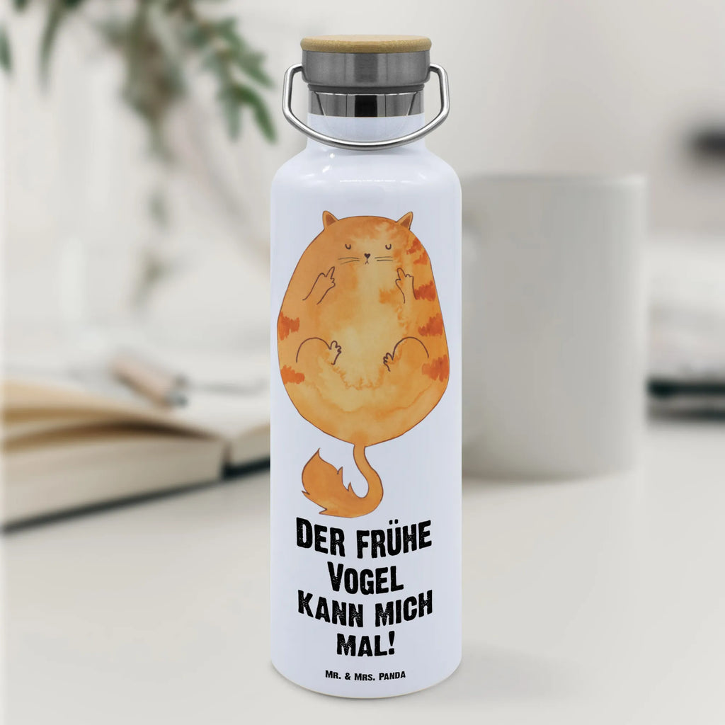 Trinkflasche Katze Frühaufsteher Thermosflasche, Isolierflasche, Edelstahl, Trinkflasche, isoliert, Wamrhaltefunktion, Sportflasche, Flasche zum Sport, Sportlerflasche, Katze, Katzenmotiv, Katzenfan, Katzendeko, Katzenfreund, Katzenliebhaber, Katzenprodukte, Katzenartikel, Katzenaccessoires, Katzensouvenirs, Katzenliebhaberprodukte, Katzenmotive, Der frühe Vogel kann mich mal, Morgenmuffel, Frühaufsteher, Kaffee, Katzen, Kater, Mietze