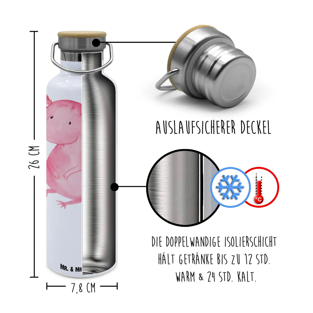 Trinkflasche Axolotl null Thermosflasche, Isolierflasche, Edelstahl, Trinkflasche, isoliert, Wamrhaltefunktion, Sportflasche, Flasche zum Sport, Sportlerflasche, Axolotl, Molch, Axolot, vergnügt, fröhlich, zufrieden, Lebensstil, Weisheit, Lebensweisheit, Liebe, Freundin