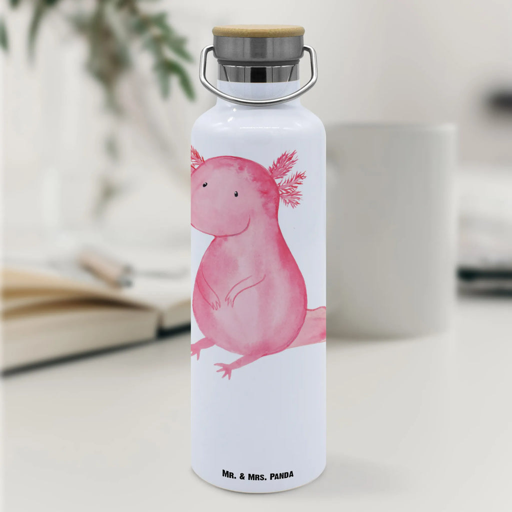 Trinkflasche Axolotl null Thermosflasche, Isolierflasche, Edelstahl, Trinkflasche, isoliert, Wamrhaltefunktion, Sportflasche, Flasche zum Sport, Sportlerflasche, Axolotl, Molch, Axolot, vergnügt, fröhlich, zufrieden, Lebensstil, Weisheit, Lebensweisheit, Liebe, Freundin