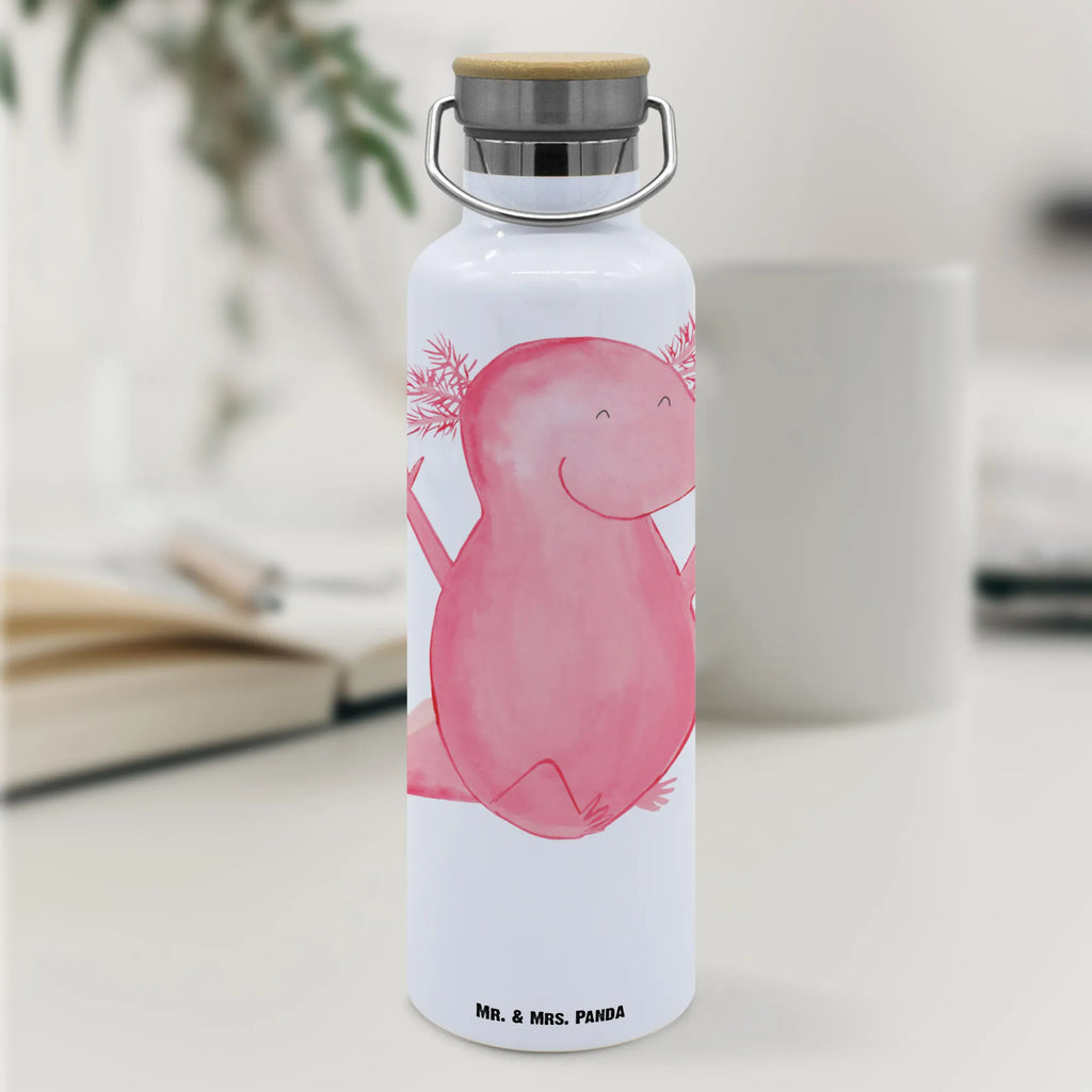 Trinkflasche Axolotl Hurra Thermosflasche, Isolierflasche, Edelstahl, Trinkflasche, isoliert, Wamrhaltefunktion, Sportflasche, Flasche zum Sport, Sportlerflasche, Axolotl, Molch, Axolot, Schwanzlurch, Lurch, Lurche, fröhlich, Spaß, Freude, Motivation, Zufriedenheit