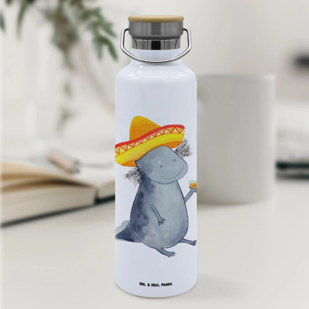 Trinkflasche Axolotl Tequila Thermosflasche, Isolierflasche, Edelstahl, Trinkflasche, isoliert, Wamrhaltefunktion, Sportflasche, Flasche zum Sport, Sportlerflasche, Axolotl, Molch, Mexico, Mexiko, Sombrero, Zitrone, Tequila, Motivation, Spruch, Schwanzlurch, Lurch, Lurche, Axolot, Feuerdrache, Feuersalamander