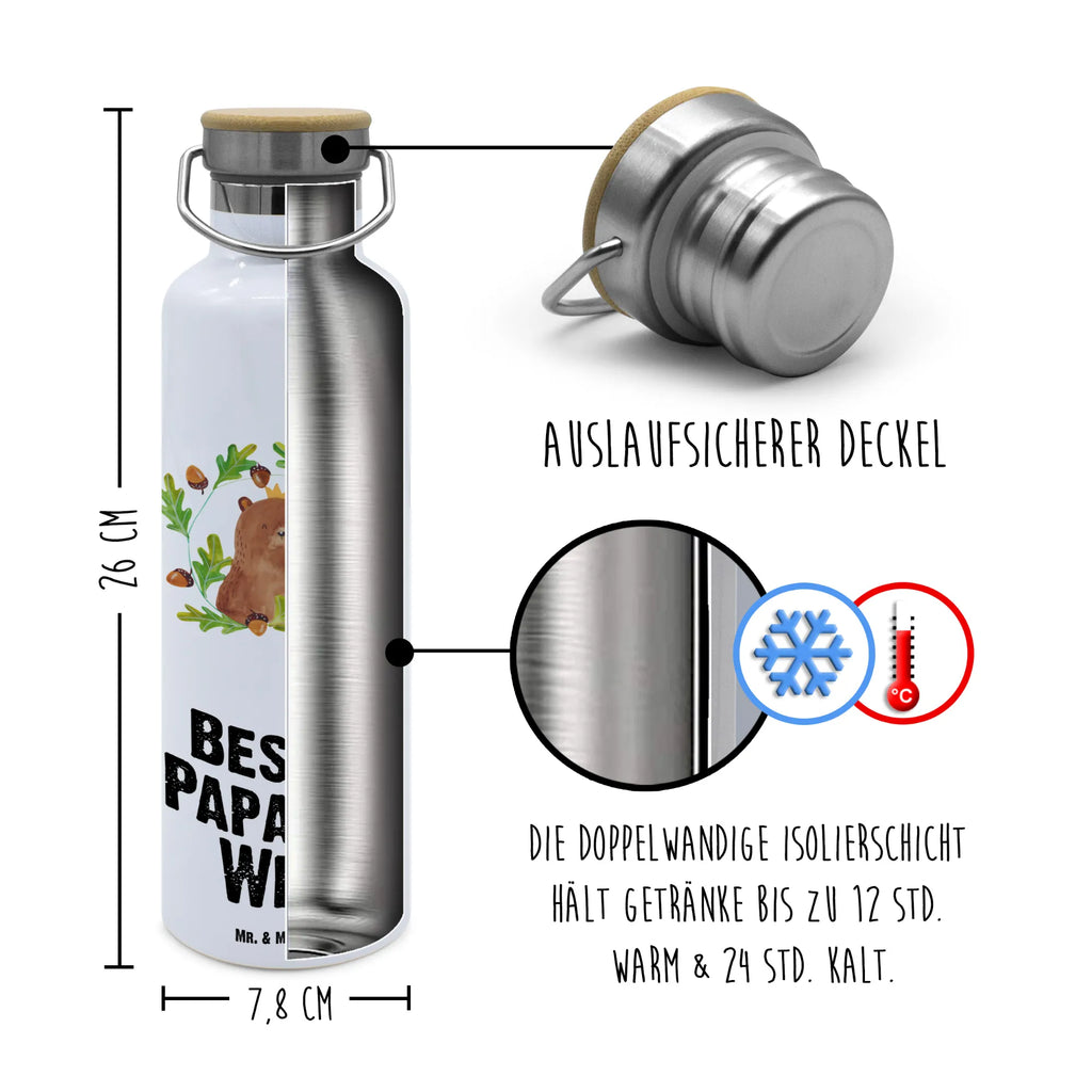 Trinkflasche Bär König Thermosflasche, Isolierflasche, Edelstahl, Trinkflasche, isoliert, Wamrhaltefunktion, Sportflasche, Flasche zum Sport, Sportlerflasche, Bär, Teddy, Teddybär, Papa, Papa Bär, bester Vater, bester Papa, weltbester Papa, Vatertag, Vater, Dad, Daddy, Papi