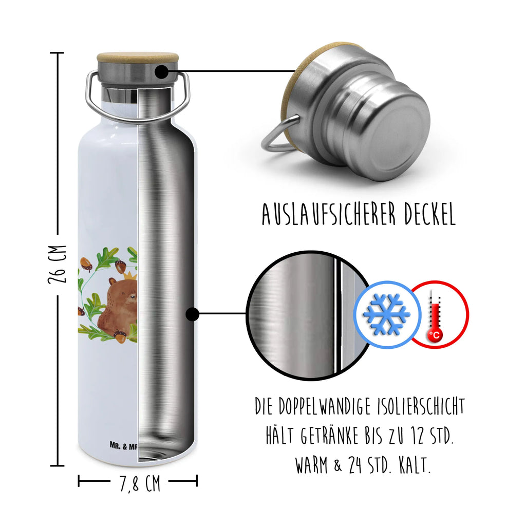 Trinkflasche Bär König Thermosflasche, Isolierflasche, Edelstahl, Trinkflasche, isoliert, Wamrhaltefunktion, Sportflasche, Flasche zum Sport, Sportlerflasche, Bär, Teddy, Teddybär, Papa, Papa Bär, bester Vater, bester Papa, weltbester Papa, Vatertag, Vater, Dad, Daddy, Papi