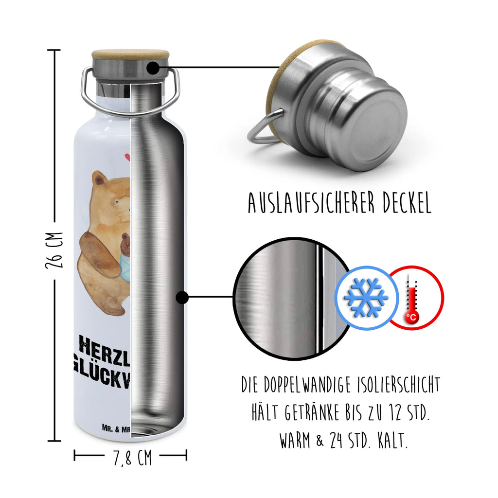 Trinkflasche Bär Baby Thermosflasche, Isolierflasche, Edelstahl, Trinkflasche, isoliert, Wamrhaltefunktion, Sportflasche, Flasche zum Sport, Sportlerflasche, Bär, Teddy, Teddybär, Eltern, Mutter, Baby, Taufe, Geburt, Nichte, Neffe, Enkel, Enkelin, Täufling, Geburtstag, Glückwunsch