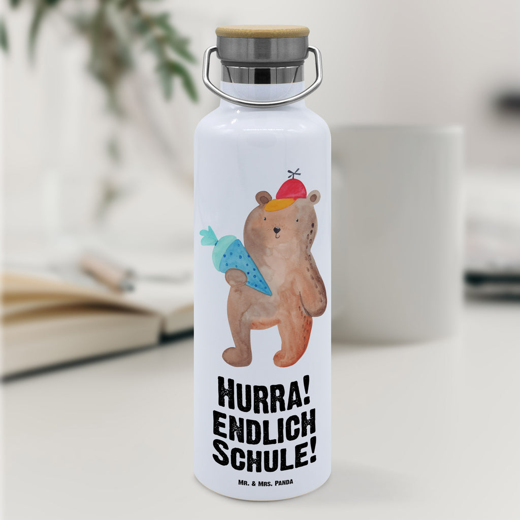 Trinkflasche Bär Schultüte Thermosflasche, Isolierflasche, Edelstahl, Trinkflasche, isoliert, Wamrhaltefunktion, Sportflasche, Flasche zum Sport, Sportlerflasche, Bär, Teddy, Teddybär, Bär Motiv, Schultüte, Erster Schultag Geschenk, Einschulung Geschenk, Schule Geschenk, Grundschule, Schulanfang, Schulbeginn