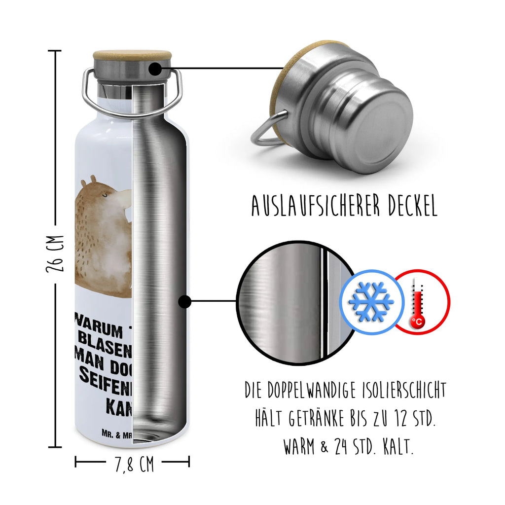 Trinkflasche Bär Seifenblasen Thermosflasche, Isolierflasche, Edelstahl, Trinkflasche, isoliert, Wamrhaltefunktion, Sportflasche, Flasche zum Sport, Sportlerflasche, Bär, Teddy, Teddybär, Seifenblasen Bär Lustig Sein Glücklich Traurig Happy