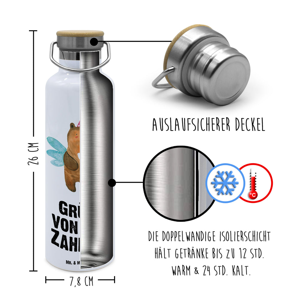 Trinkflasche Bär Zahnfee Thermosflasche, Isolierflasche, Edelstahl, Trinkflasche, isoliert, Wamrhaltefunktion, Sportflasche, Flasche zum Sport, Sportlerflasche, Bär, Teddy, Teddybär, Zahnfee, Fee, Milchzahn, Erster Zahn