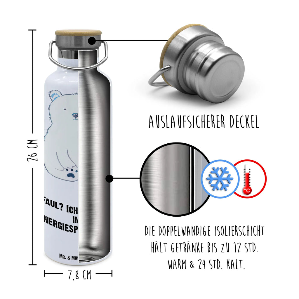 Trinkflasche Eisbär Faul Thermosflasche, Isolierflasche, Edelstahl, Trinkflasche, isoliert, Wamrhaltefunktion, Sportflasche, Flasche zum Sport, Sportlerflasche, Bär, Teddy, Teddybär, Eisbär, Nordpol, Faul, Entspannen, Relaxen, Büro, Arbeit, Bürojob, Arbeitsplatz, Homeoffice