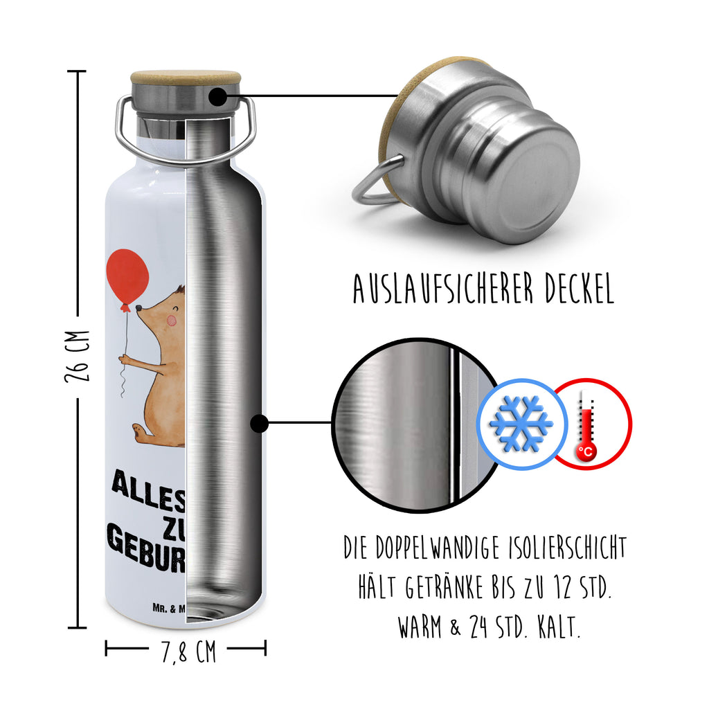 Trinkflasche Igel Luftballon Thermosflasche, Isolierflasche, Edelstahl, Trinkflasche, isoliert, Wamrhaltefunktion, Sportflasche, Flasche zum Sport, Sportlerflasche, Tiermotive, Gute Laune, lustige Sprüche, Tiere, Igel, Geburtstag, Herzlichen Glückwunsch, Glückwunsch, Geburtstagskind, Ballon, Happy Birthday