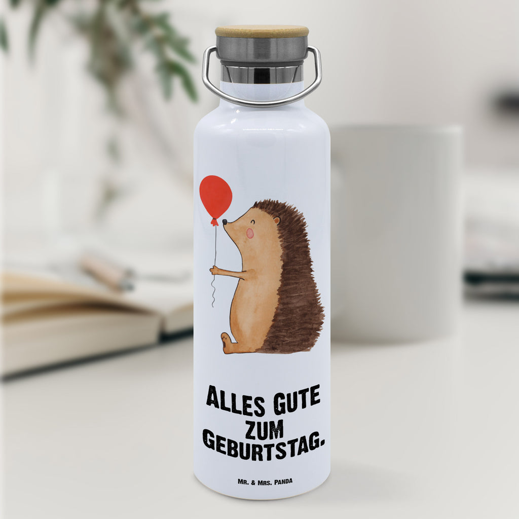 Trinkflasche Igel Luftballon Thermosflasche, Isolierflasche, Edelstahl, Trinkflasche, isoliert, Wamrhaltefunktion, Sportflasche, Flasche zum Sport, Sportlerflasche, Tiermotive, Gute Laune, lustige Sprüche, Tiere, Igel, Geburtstag, Herzlichen Glückwunsch, Glückwunsch, Geburtstagskind, Ballon, Happy Birthday