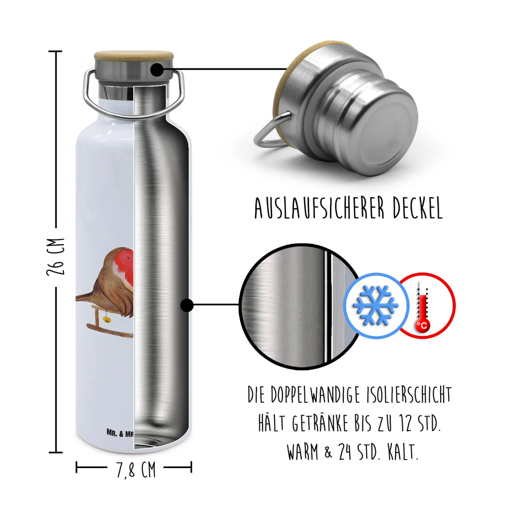 Trinkflasche Rotkehlchen Schlitten Thermosflasche, Isolierflasche, Edelstahl, Trinkflasche, isoliert, Wamrhaltefunktion, Sportflasche, Flasche zum Sport, Sportlerflasche, Winter, Weihnachten, Weihnachtsdeko, Nikolaus, Advent, Heiligabend, Wintermotiv, Schlitten, Vogel