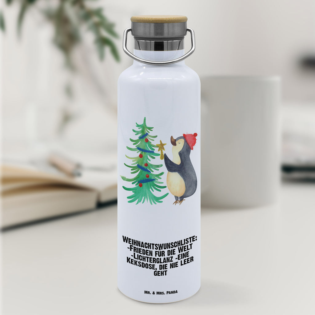 Trinkflasche Pinguin Weihnachtsbaum Thermosflasche, Isolierflasche, Edelstahl, Trinkflasche, isoliert, Wamrhaltefunktion, Sportflasche, Flasche zum Sport, Sportlerflasche, Winter, Weihnachten, Weihnachtsdeko, Nikolaus, Advent, Heiligabend, Wintermotiv, Pinguin