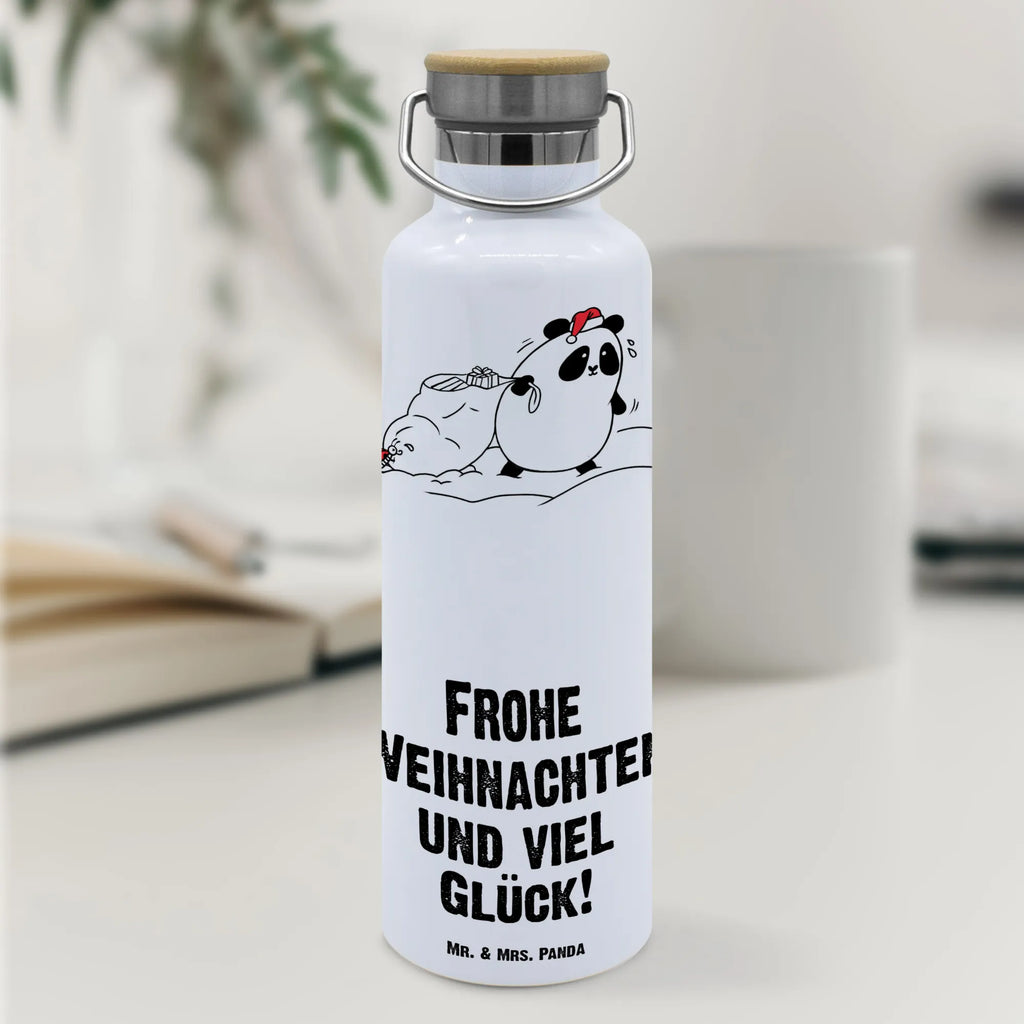 Trinkflasche Panda Weihnachten Thermosflasche, Isolierflasche, Edelstahl, Trinkflasche, isoliert, Wamrhaltefunktion, Sportflasche, Flasche zum Sport, Sportlerflasche