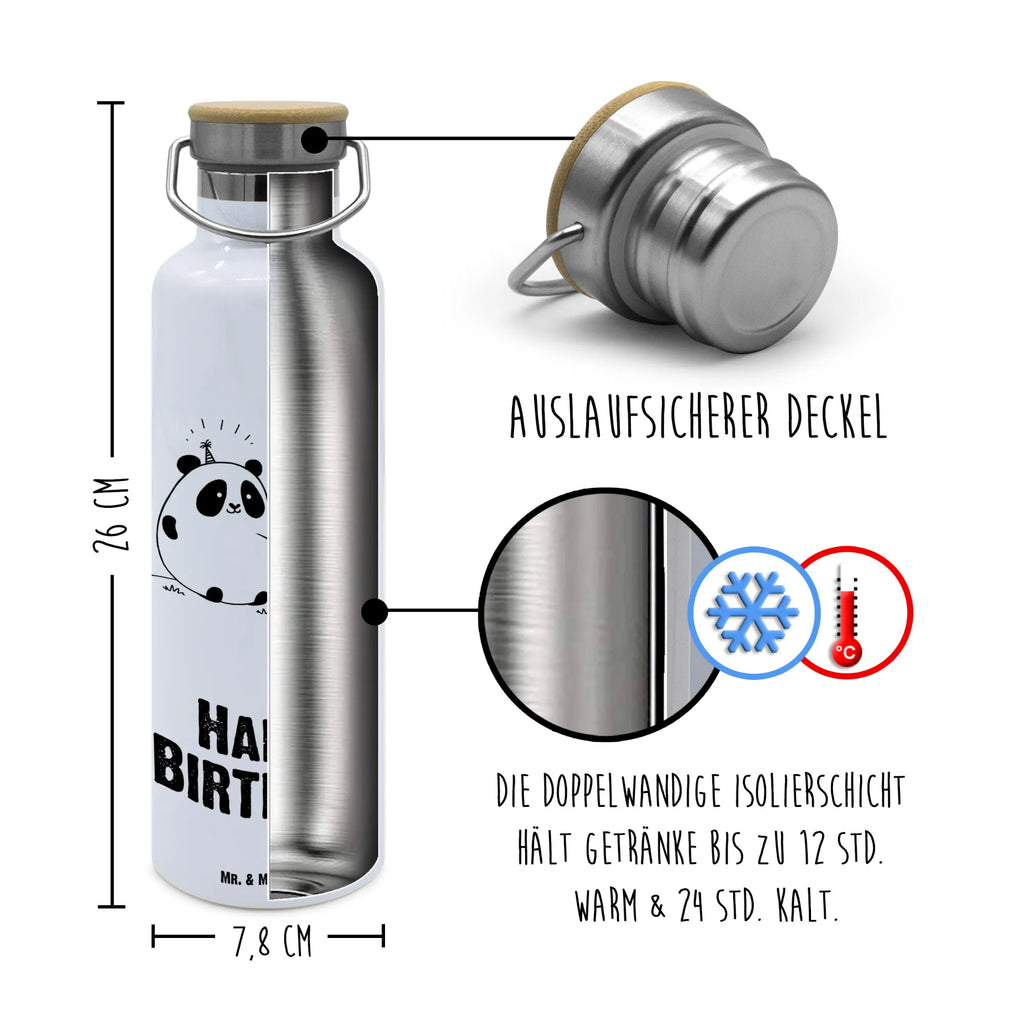 Trinkflasche Panda Geburtstag Thermosflasche, Isolierflasche, Edelstahl, Trinkflasche, isoliert, Wamrhaltefunktion, Sportflasche, Flasche zum Sport, Sportlerflasche