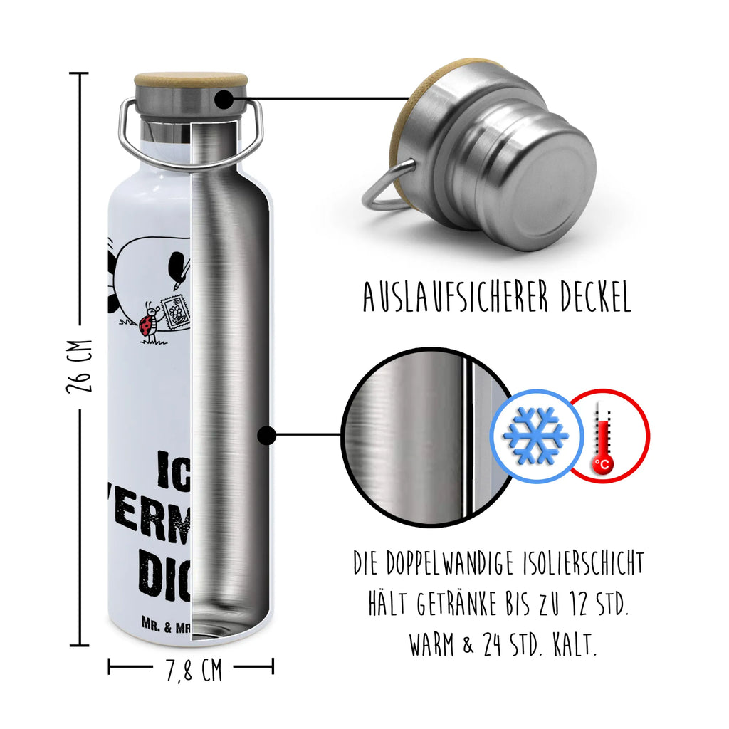 Trinkflasche Panda Vermissen Thermosflasche, Isolierflasche, Edelstahl, Trinkflasche, isoliert, Wamrhaltefunktion, Sportflasche, Flasche zum Sport, Sportlerflasche