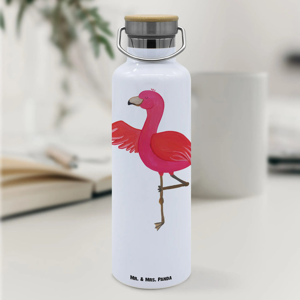 Trinkflasche Flamingo Yoga Thermosflasche, Isolierflasche, Edelstahl, Trinkflasche, isoliert, Wamrhaltefunktion, Sportflasche, Flasche zum Sport, Sportlerflasche, Flamingo, Vogel, Yoga, Namaste, Achtsamkeit, Yoga-Übung, Entspannung, Ärger, Aufregen, Tiefenentspannung