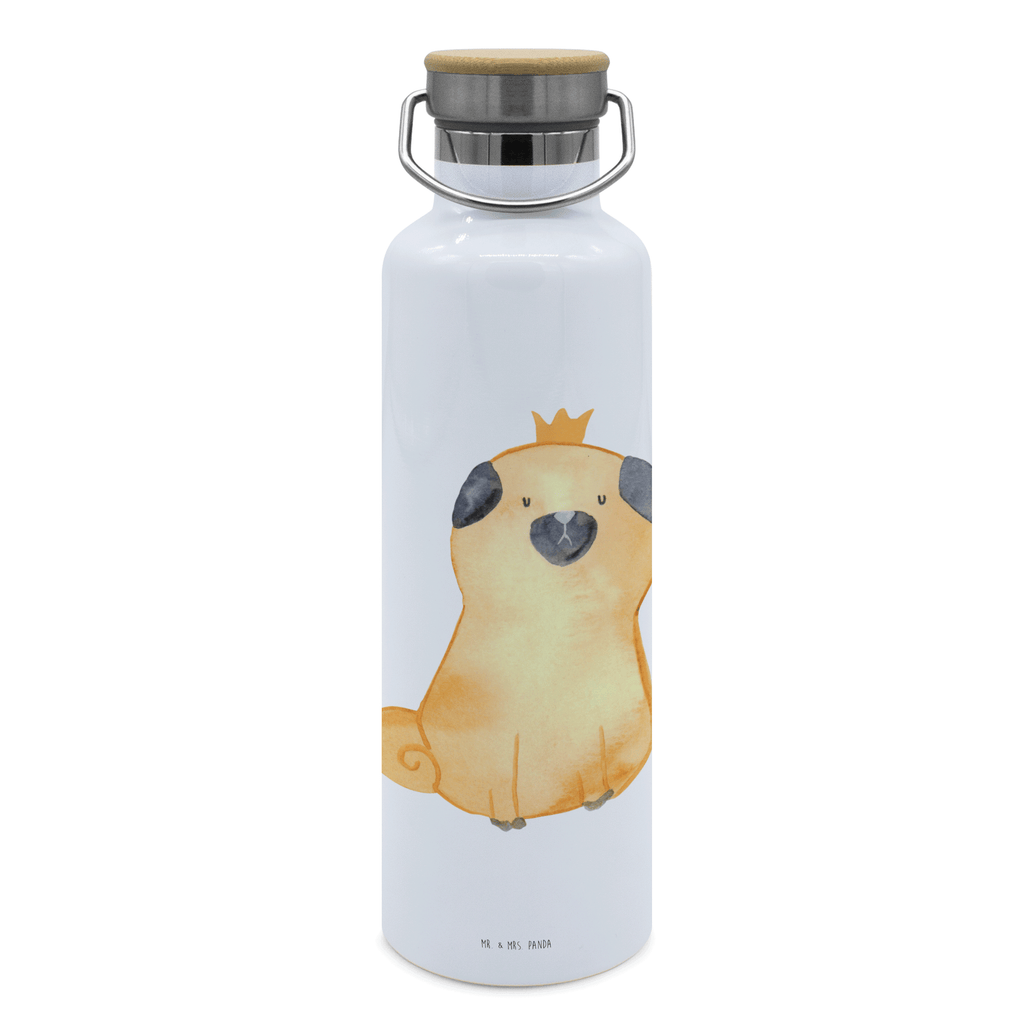 Trinkflasche Mops Krone Thermosflasche, Isolierflasche, Edelstahl, Trinkflasche, isoliert, Wamrhaltefunktion, Sportflasche, Flasche zum Sport, Sportlerflasche, Hund, Hundemotiv, Haustier, Hunderasse, Tierliebhaber, Hundebesitzer, Sprüche, Mops, allergisch, kinderlos, Hausregel, Hundebesitzer. Spruch, lustig