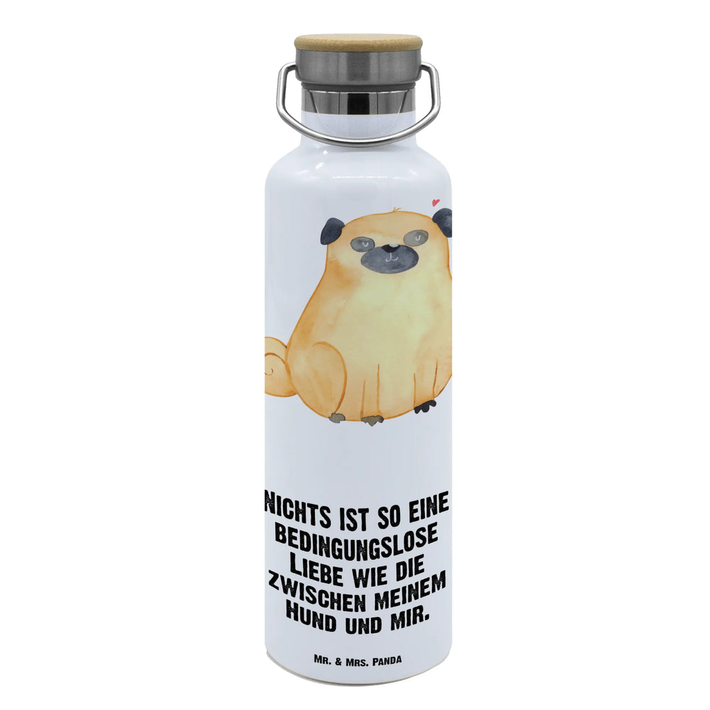 Trinkflasche Mops Thermosflasche, Isolierflasche, Edelstahl, Trinkflasche, isoliert, Wamrhaltefunktion, Sportflasche, Flasche zum Sport, Sportlerflasche, Hund, Hundemotiv, Haustier, Hunderasse, Tierliebhaber, Hundebesitzer, Sprüche, Mops, Liebe, Hundeliebe