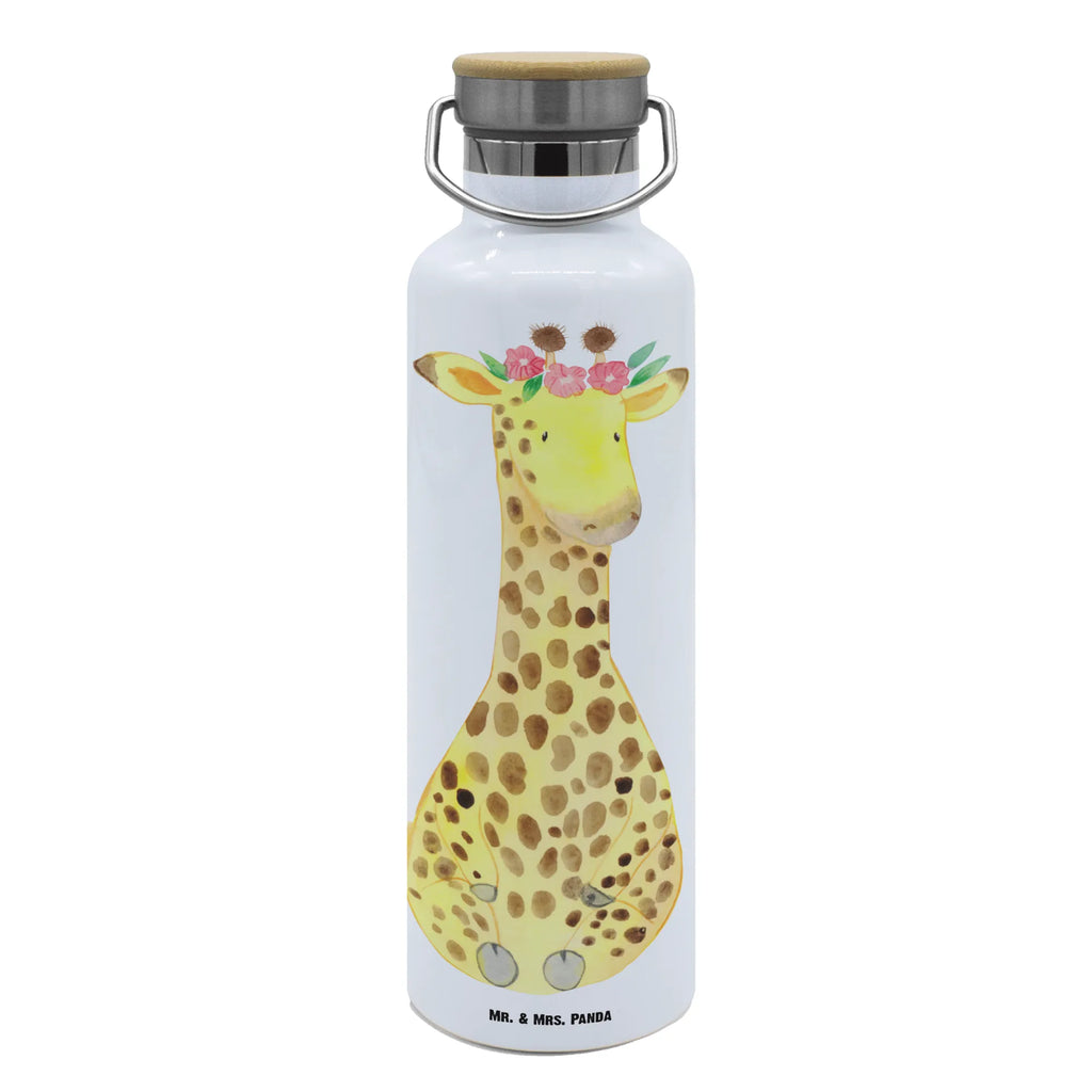 Trinkflasche Giraffe Blumenkranz Thermosflasche, Isolierflasche, Edelstahl, Trinkflasche, isoliert, Wamrhaltefunktion, Sportflasche, Flasche zum Sport, Sportlerflasche, Afrika, Wildtiere, Giraffe, Blumenkranz, Abenteurer, Selbstliebe, Freundin