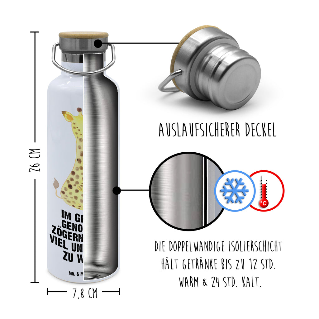 Trinkflasche Giraffe Zufrieden Thermosflasche, Isolierflasche, Edelstahl, Trinkflasche, isoliert, Wamrhaltefunktion, Sportflasche, Flasche zum Sport, Sportlerflasche, Afrika, Wildtiere, Giraffe, Zufrieden, Glück, Abenteuer