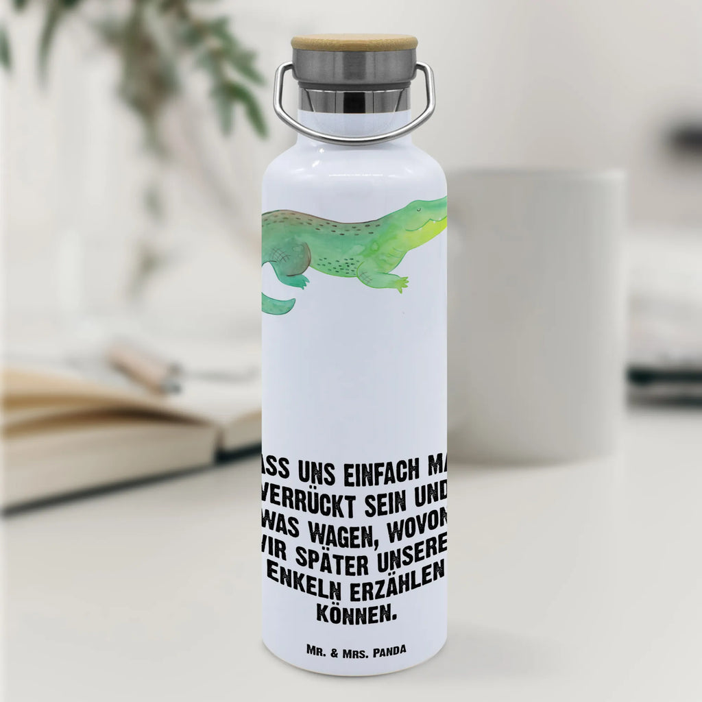 Trinkflasche Krokodil Thermosflasche, Isolierflasche, Edelstahl, Trinkflasche, isoliert, Wamrhaltefunktion, Sportflasche, Flasche zum Sport, Sportlerflasche, Meerestiere, Meer, Urlaub, Krokodil, Krokodile, verrückt sein, spontan sein, Abenteuerlust, Reiselust, Freundin, beste Freundin, Lieblingsmensch