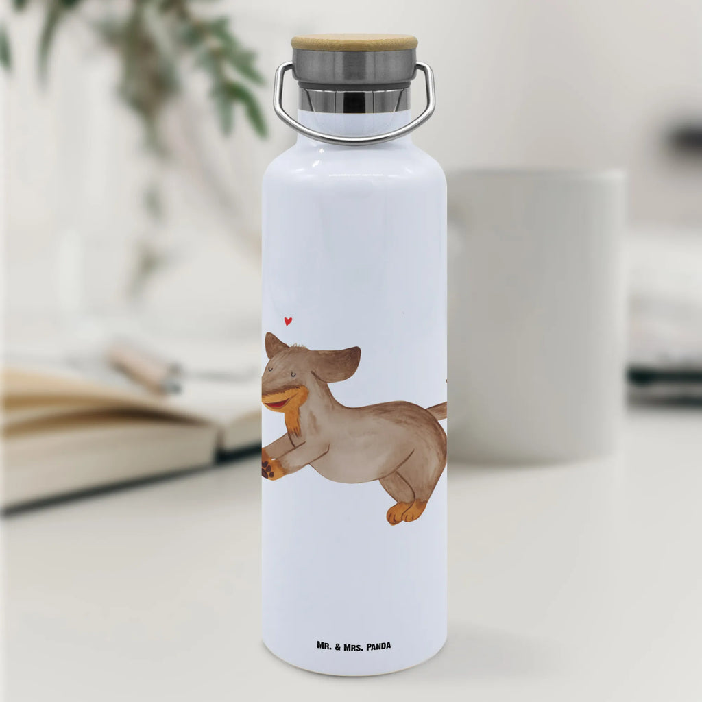 Trinkflasche Hund Dackel Thermosflasche, Isolierflasche, Edelstahl, Trinkflasche, isoliert, Wamrhaltefunktion, Sportflasche, Flasche zum Sport, Sportlerflasche, Hund, Hundemotiv, Haustier, Hunderasse, Tierliebhaber, Hundebesitzer, Sprüche, Hunde, Dackel, Dachshund, happy dog