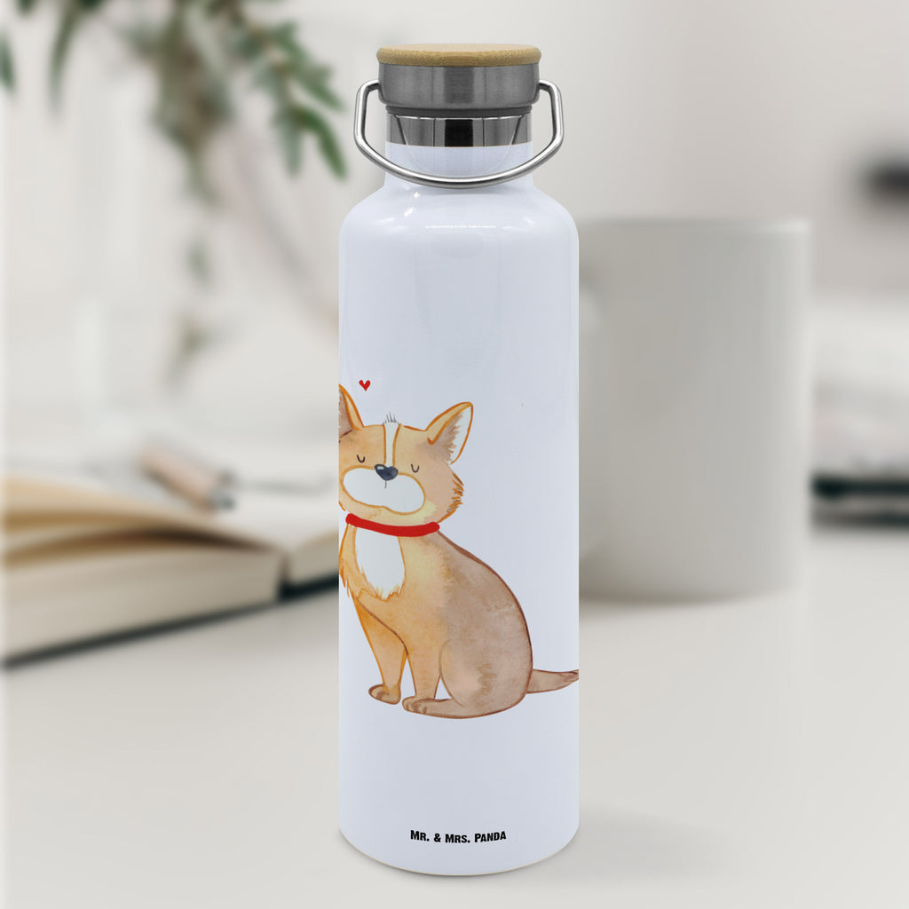 Trinkflasche Hund Glück Thermosflasche, Isolierflasche, Edelstahl, Trinkflasche, isoliert, Wamrhaltefunktion, Sportflasche, Flasche zum Sport, Sportlerflasche, Hund, Hundemotiv, Haustier, Hunderasse, Tierliebhaber, Hundebesitzer, Sprüche, Corgie, Hundeliebe, Spruch, Hundemama, Liebe