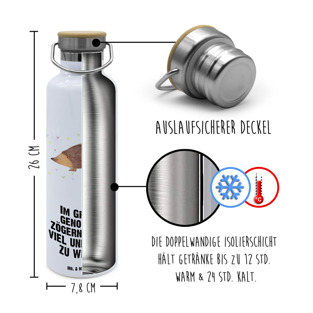 Trinkflasche Igel Herzen Thermosflasche, Isolierflasche, Edelstahl, Trinkflasche, isoliert, Wamrhaltefunktion, Sportflasche, Flasche zum Sport, Sportlerflasche, Tiermotive, Gute Laune, lustige Sprüche, Tiere, Liebe, Herz, Herzen, Igel, Vertrauen, Kuss, Leben